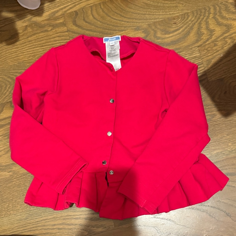 Jacadi Hot Pink Peplum Snap Cardigan